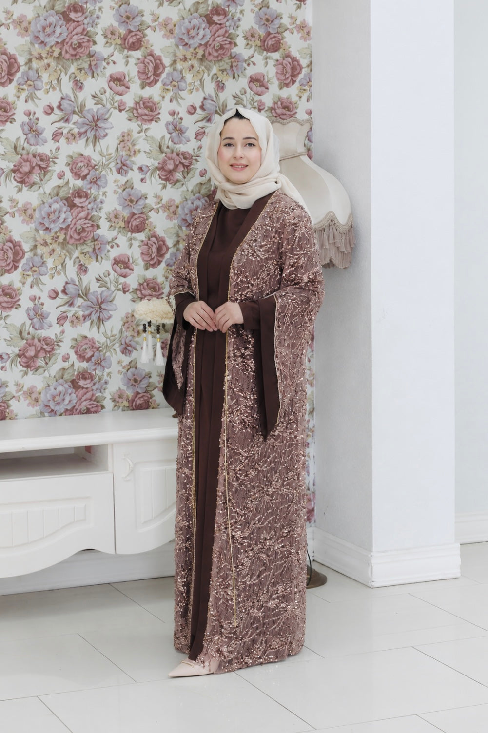 MATEX MARKA PAYET İŞLEMELİ ABAYA ELBİSE