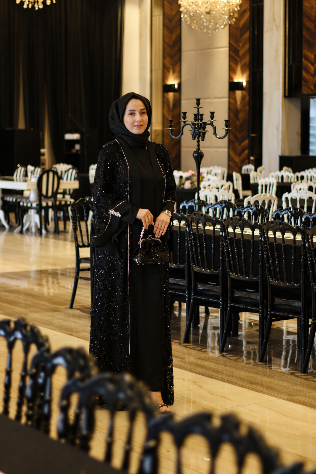 MATEX MARKA PAYET İŞLEMELİ ABAYA ELBİSE