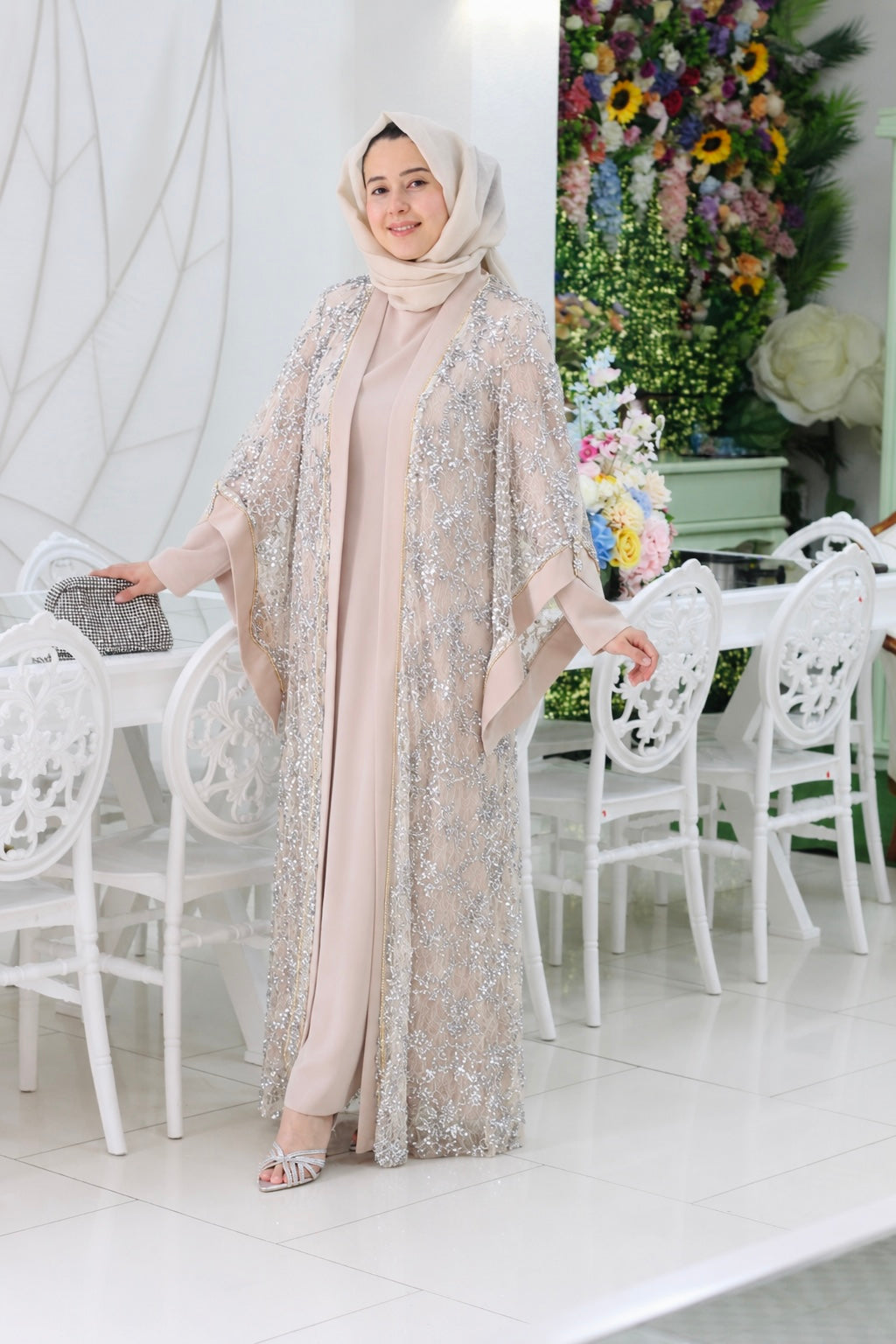 MATEX MARKA PAYET İŞLEMELİ ABAYA ELBİSE