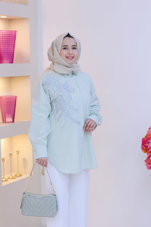 GHİSA MARKA İŞLEME DETAYLI GÖMLEK