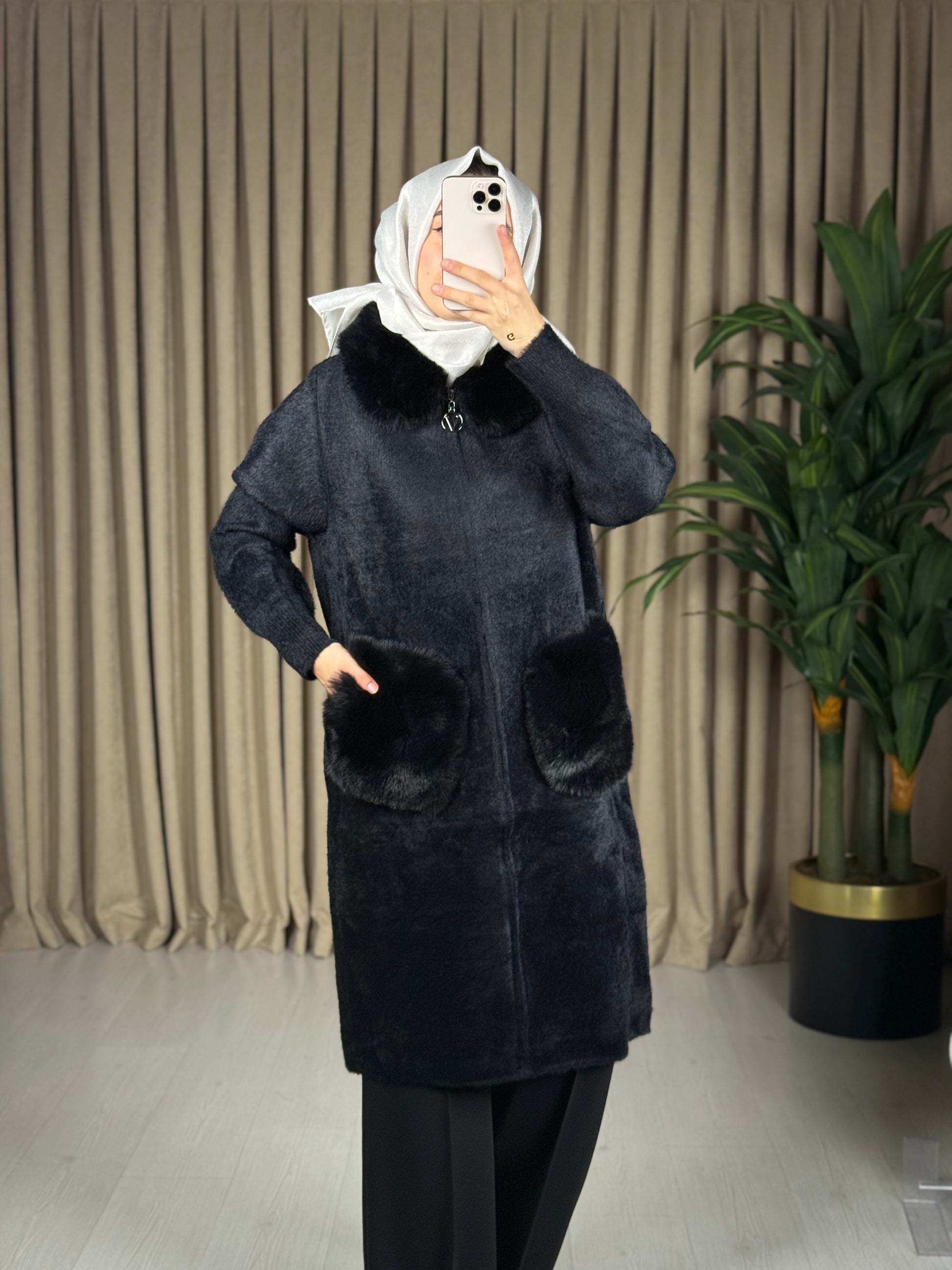 GHİSA MARKA KÜRKLÜ ANGORA CEKET