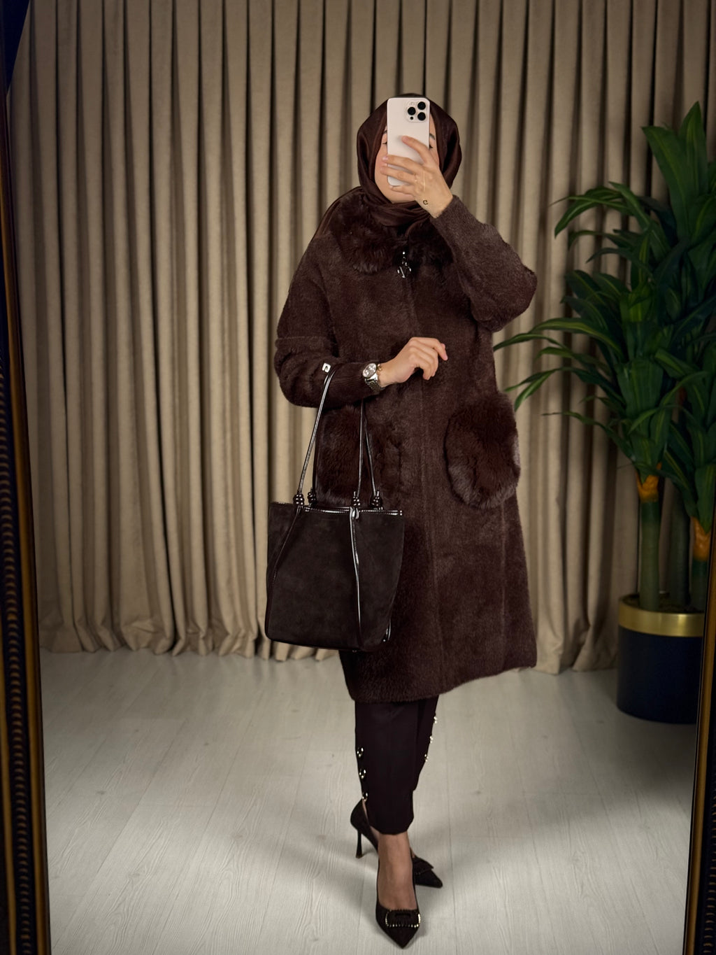 GHİSA MARKA KÜRKLÜ ANGORA CEKET