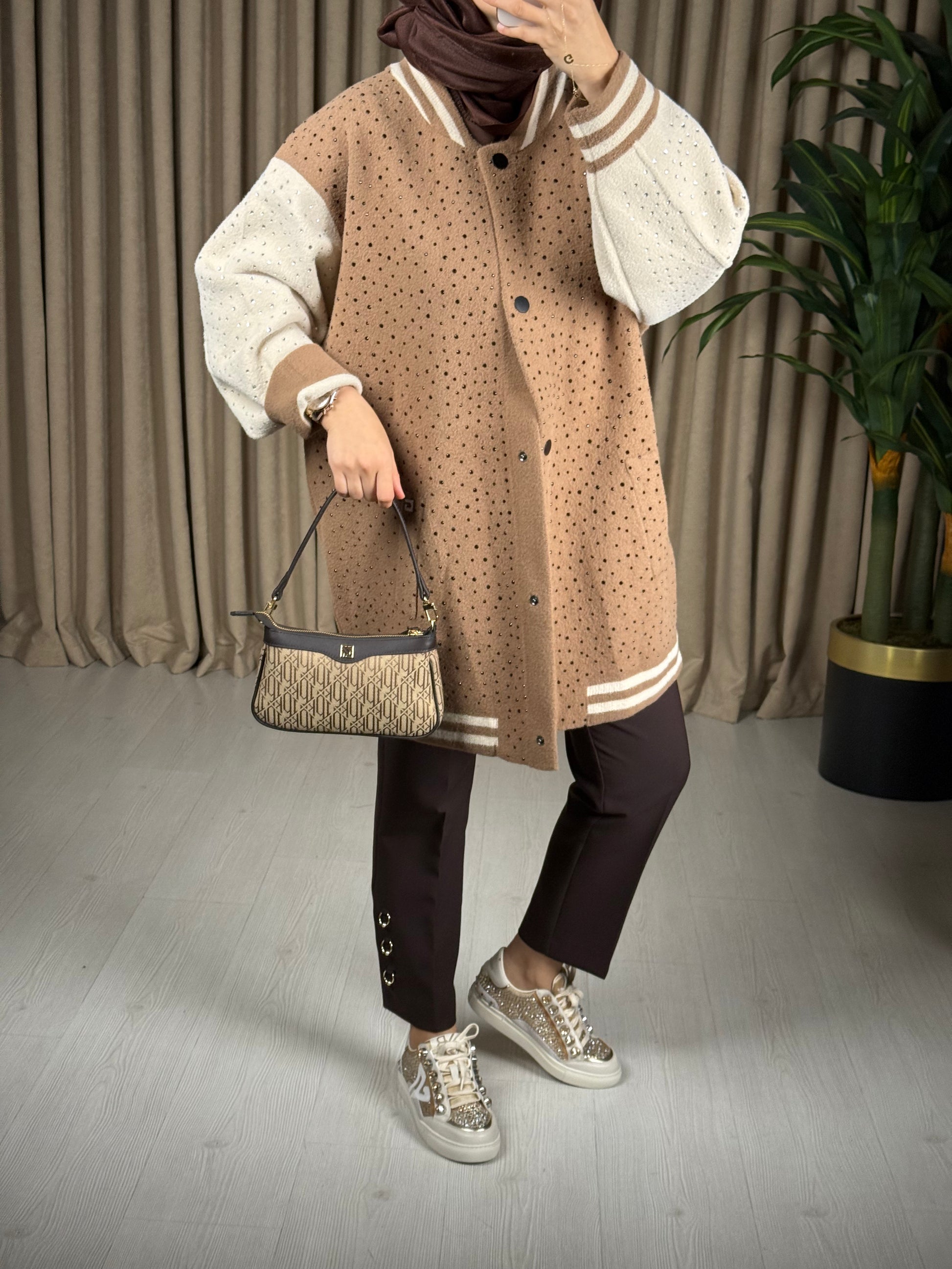 GHİSA MARKA TAŞLI BOMBER CEKET