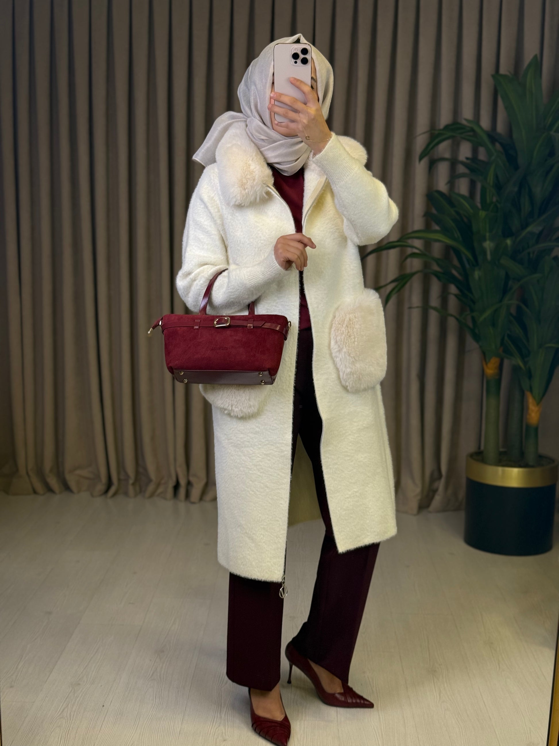 GHİSA MARKA KÜRKLÜ ANGORA CEKET