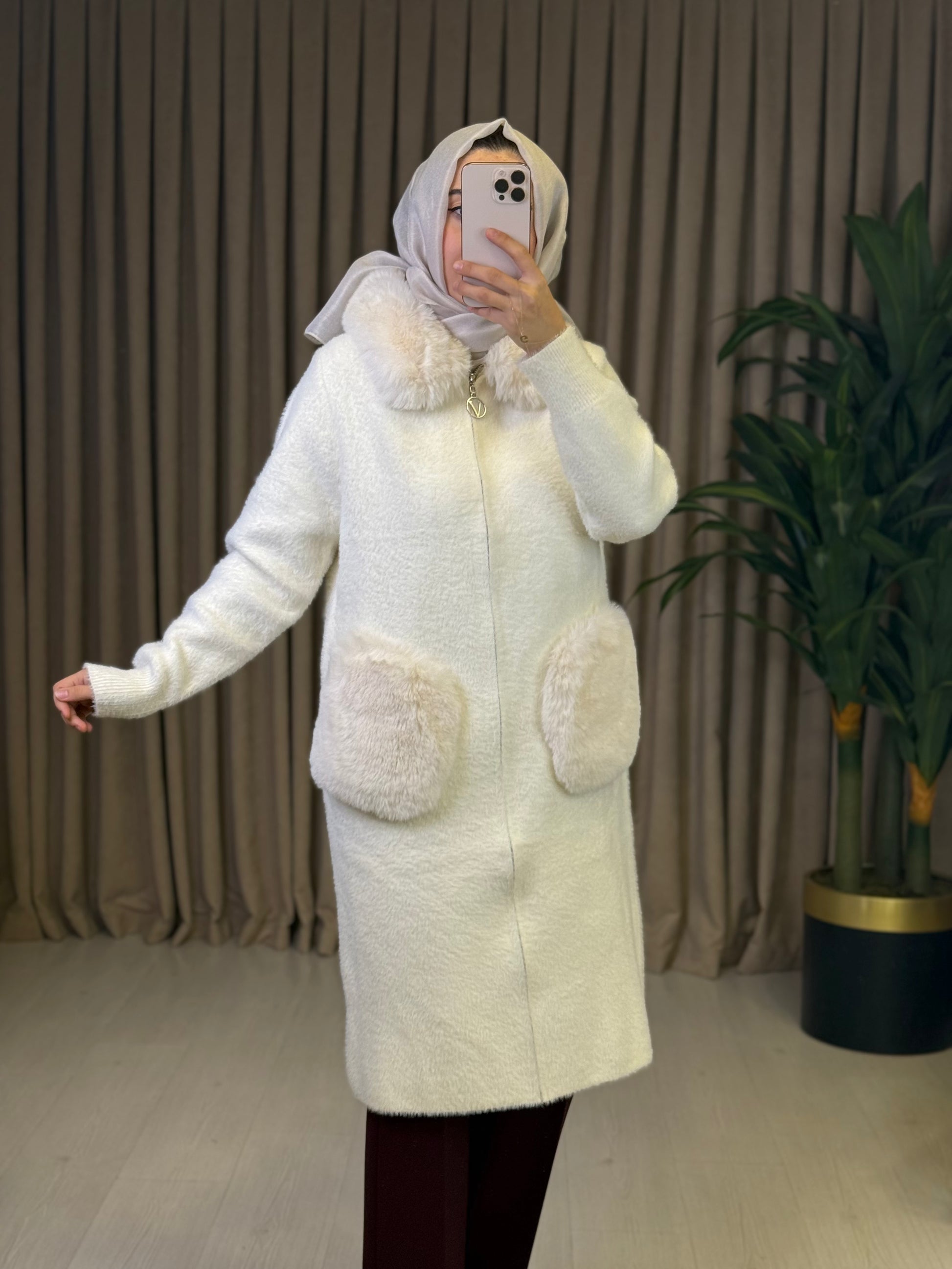 GHİSA MARKA KÜRKLÜ ANGORA CEKET