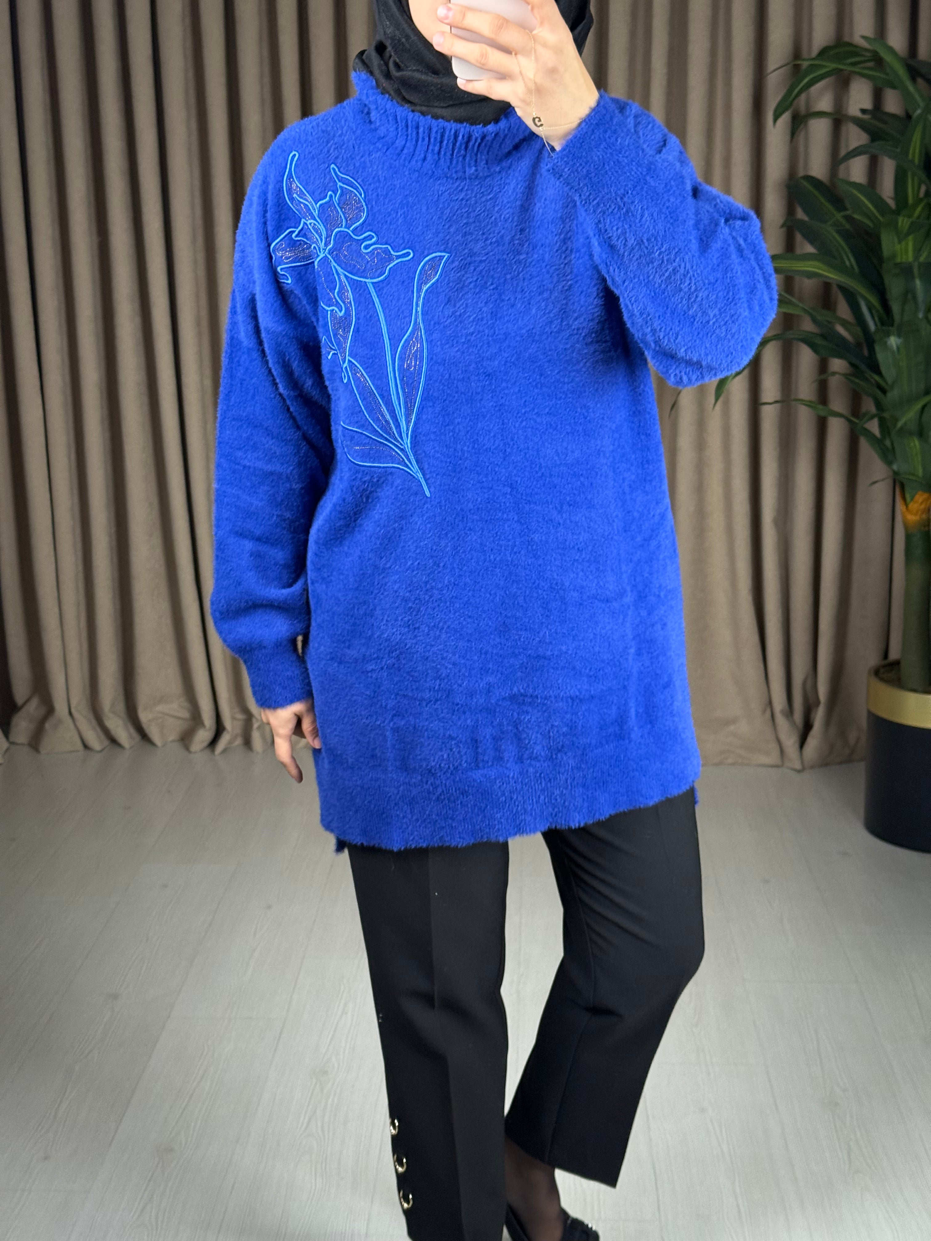 NUSS MARKA İŞLEME DETAYLI ANGORA KAZAK