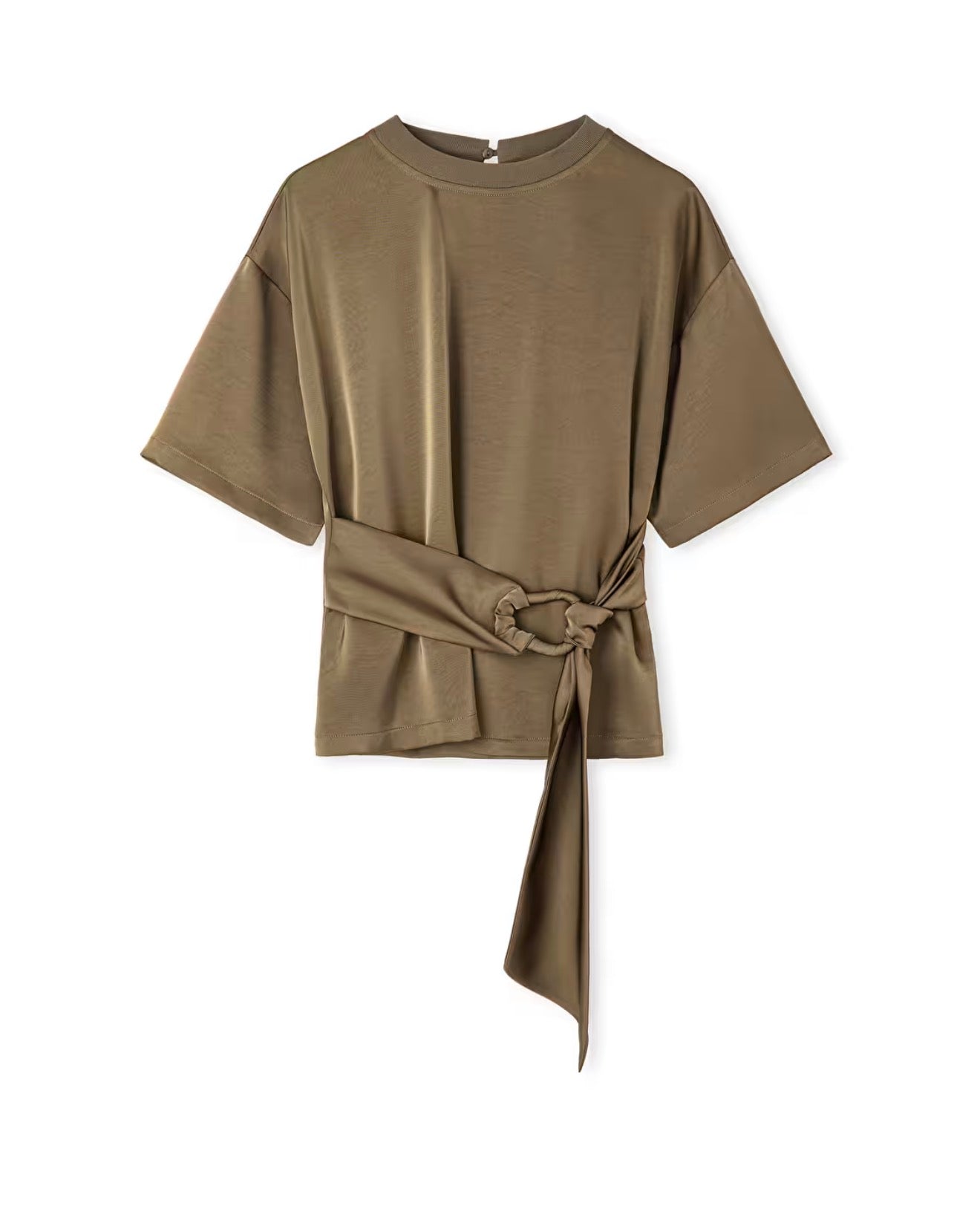 İPEKYOL MARKA KUŞAKLI SATEN BLUZ VE BELİ LASTİKLİ  BOL PANTOLONLU TAKIM