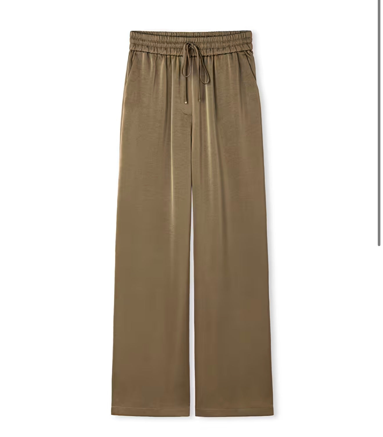 İPEKYOL MARKA KUŞAKLI SATEN BLUZ VE BELİ LASTİKLİ  BOL PANTOLONLU TAKIM