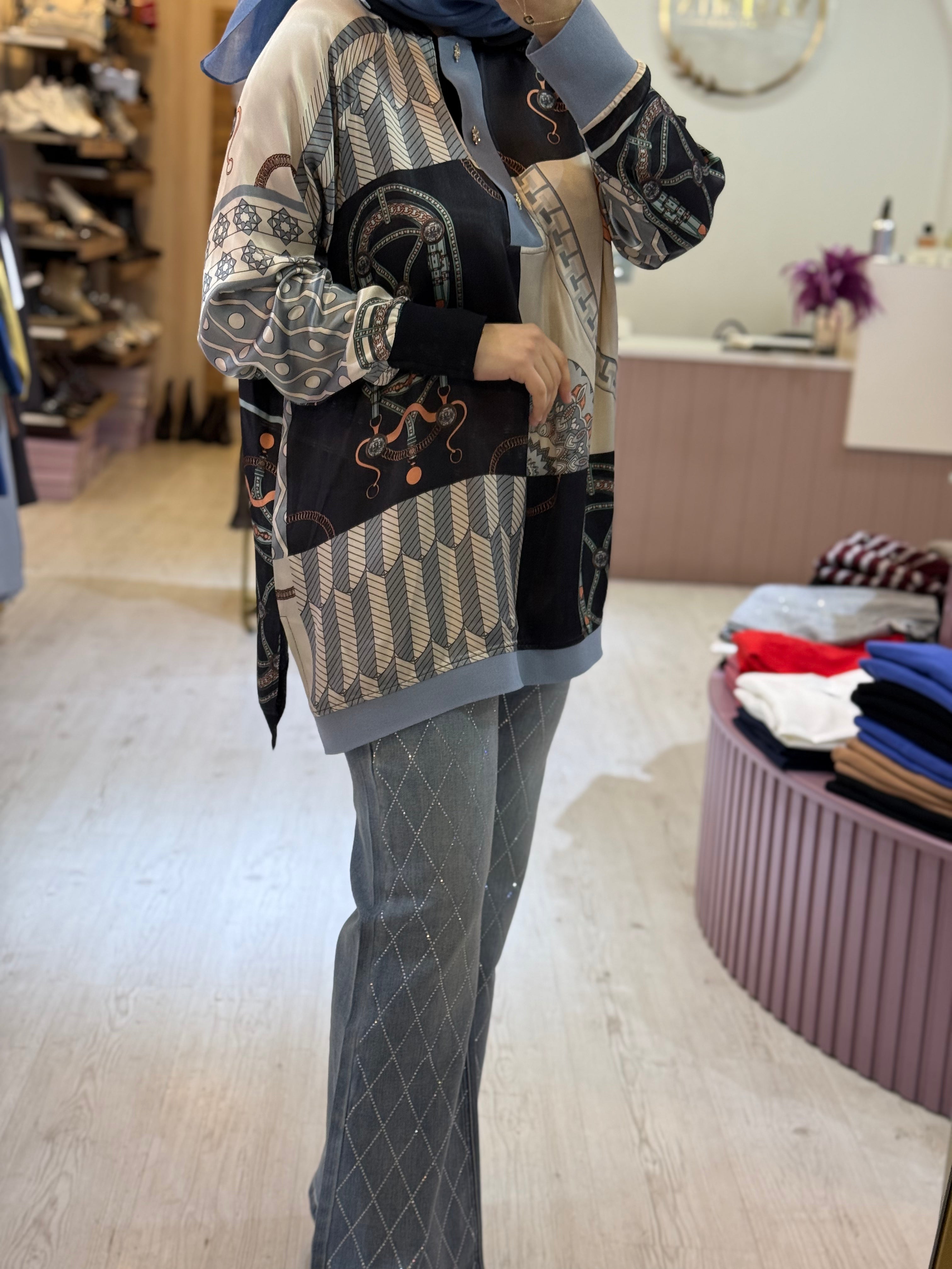 GHİSA MARKA DESENLİ  TUNİK/ GÖMLEK