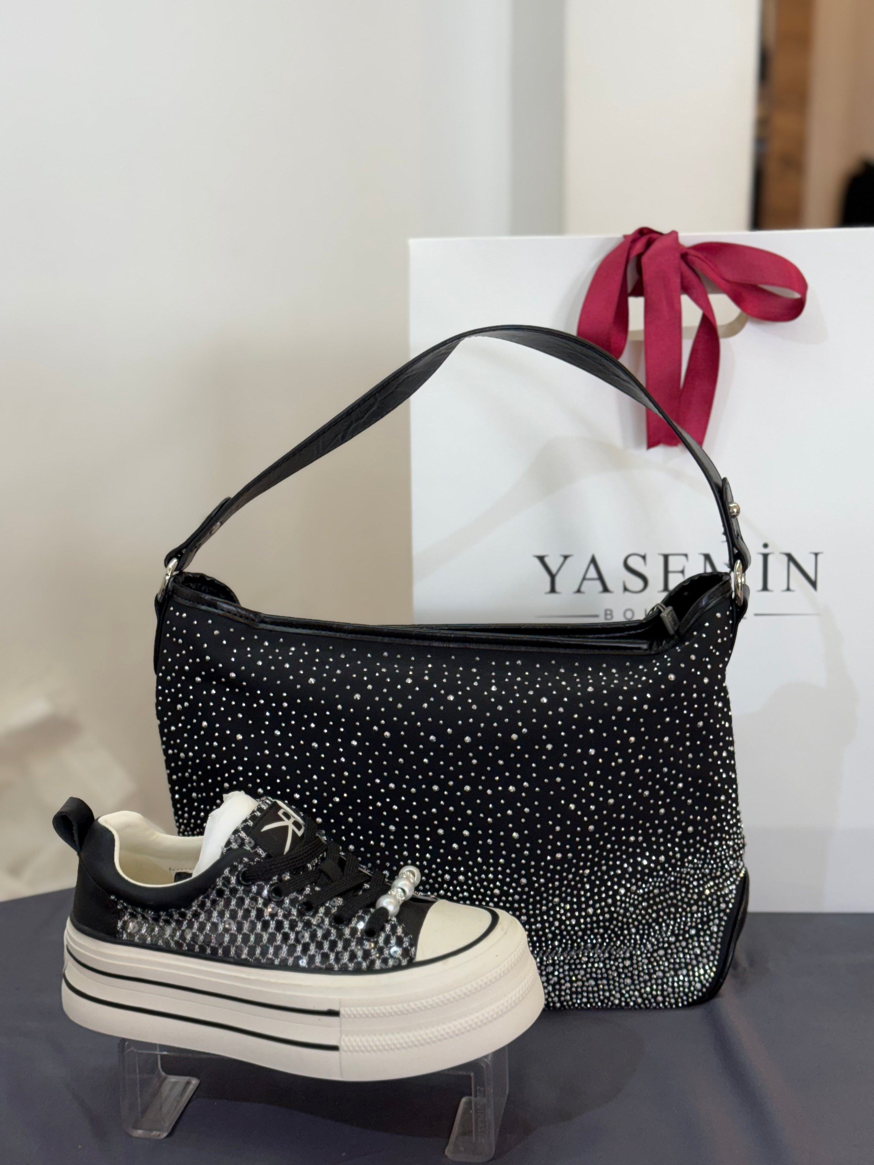 YÜKSEK TABANLI PULLU- TRANSPARAN BAĞCIKLI SNEAKERS