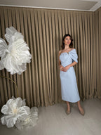 ZARİF GOLD DETAYLI ELBİSE