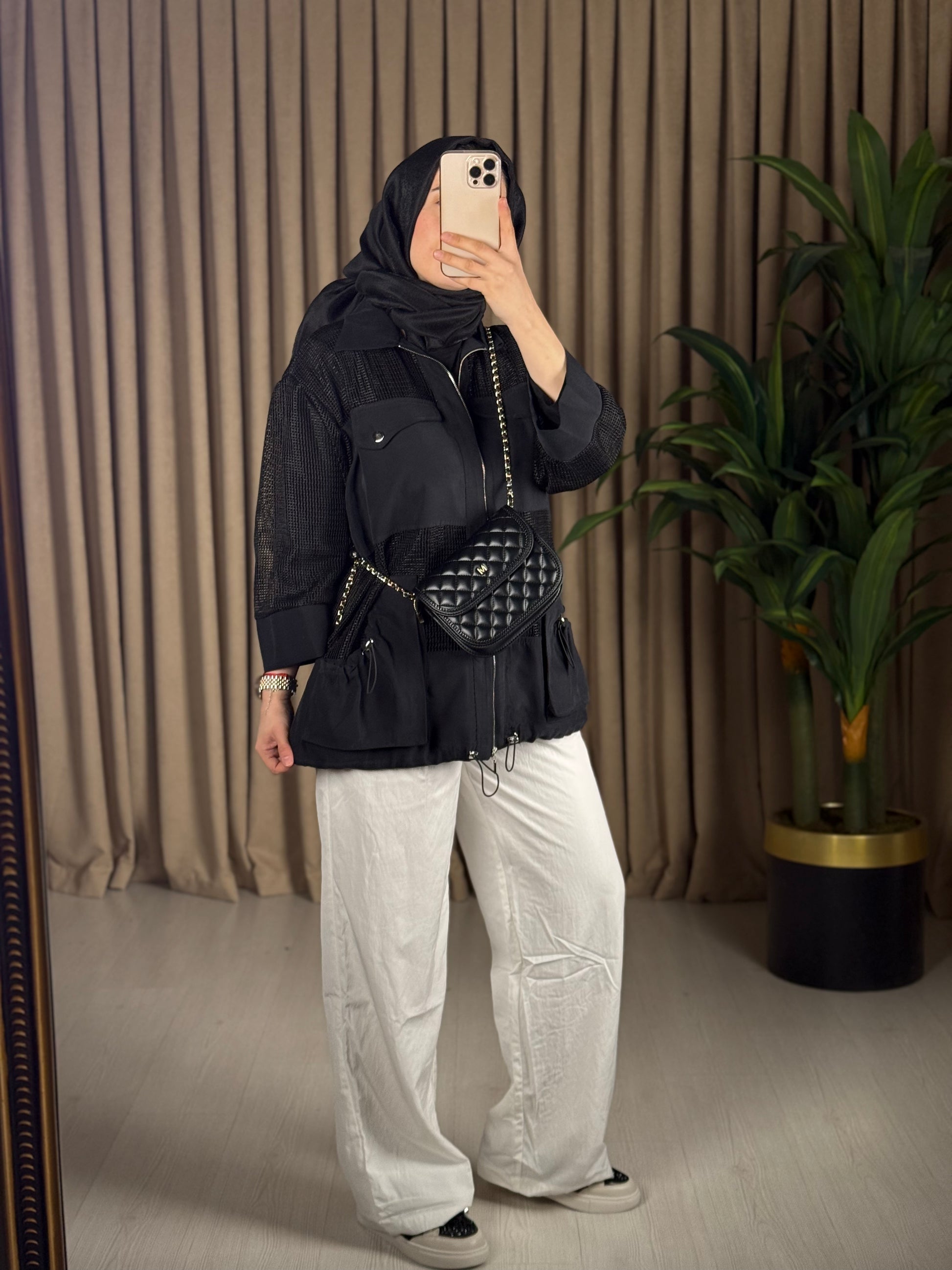 FİLE KUMAŞ GEÇİŞLİ CEKET
