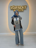 GHİSA MARKA SATEN DESENLİ MERSERİZE MİXLİ BLUZ